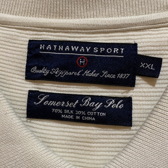 HATHAWAY SPORT SOMERSET BAY POLO SHIRT SZ XXL SILK/COTTON WINTER WHITE KNIT - Picture 4 of 7
